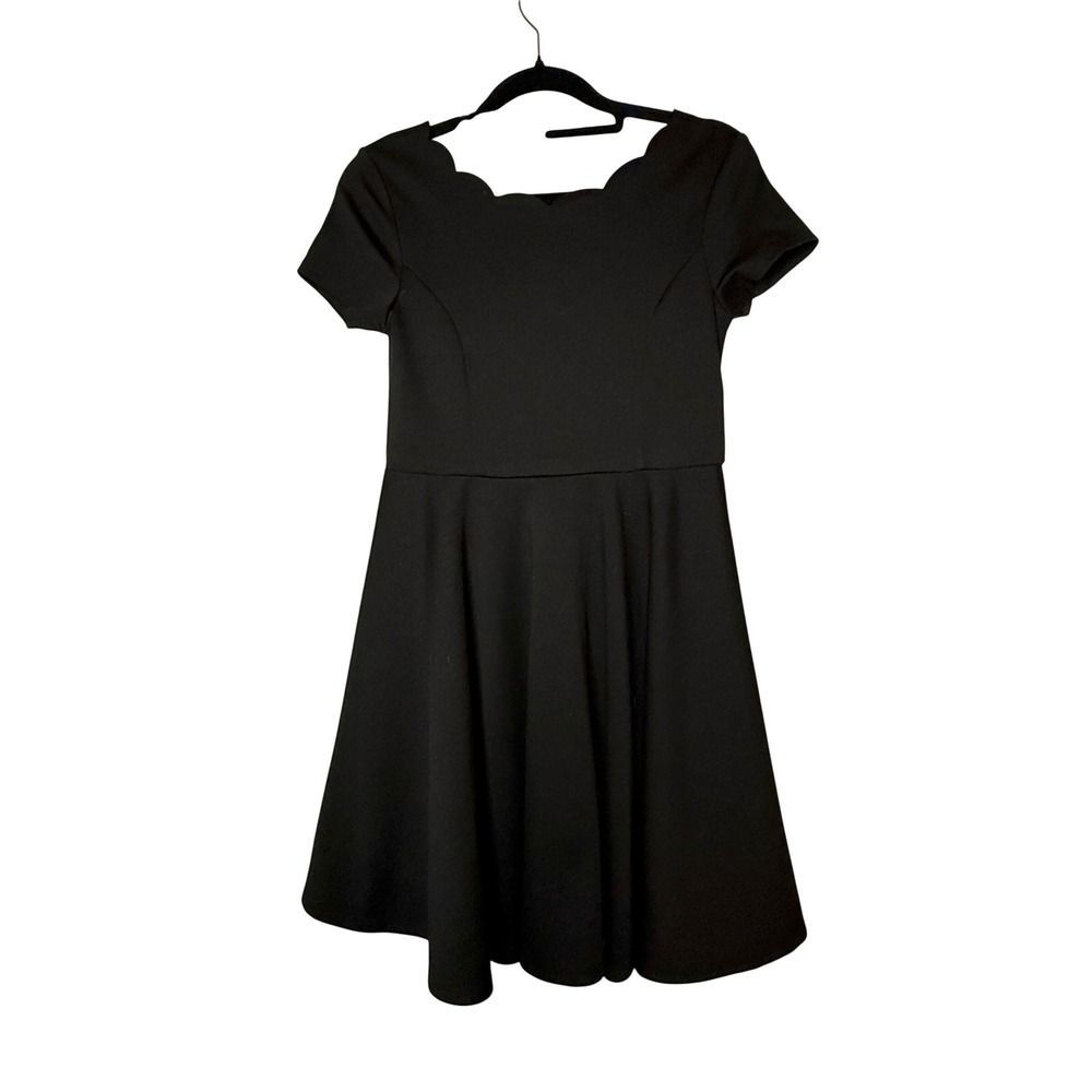 Zunie Girls Black Scallop Neck Fit Flare Skater Dress 12 Classic Party